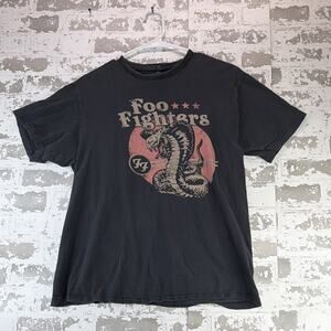 Foo Fighters Black Graphic T-Shirt Cobra Design 100% Cotton Made n Mexico Tultex